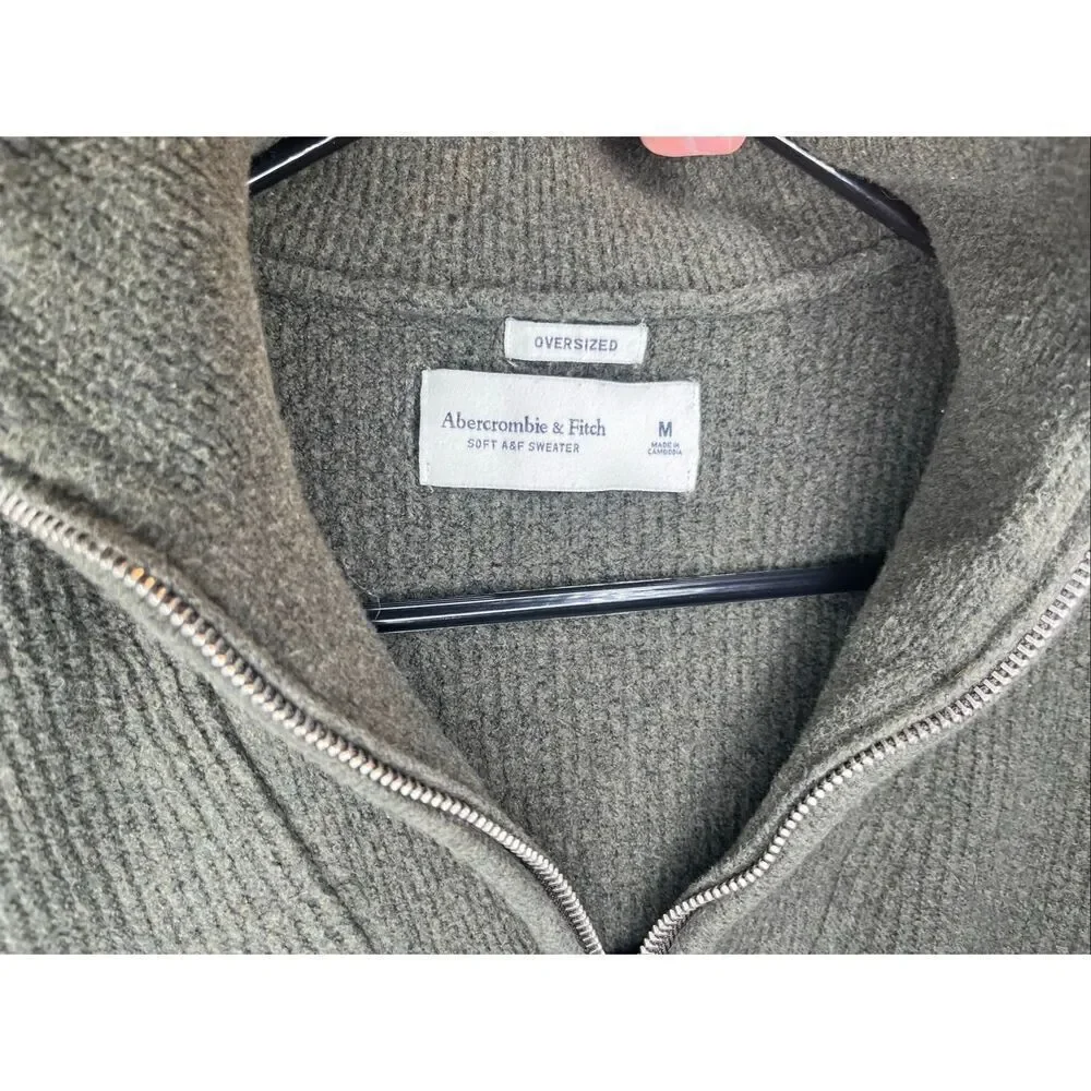 Abercrombie & Fitch | women dark green 1/4 zip pullover - Picture 2 of 10